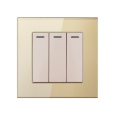 Intrerupator Triplu Cap Scara Cu Panou Din Sticla Securizata Techstar&reg; TGS 01, 220V, 16A, 86 X 86 Mm, Gri, cu 3 Faze