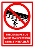 Indicator pentru trecerea pe sub banda transportoare strict interzisa