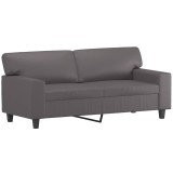 Cumpara ieftin Canapea cu 2 locuri, gri, 140 cm, piele ecologica