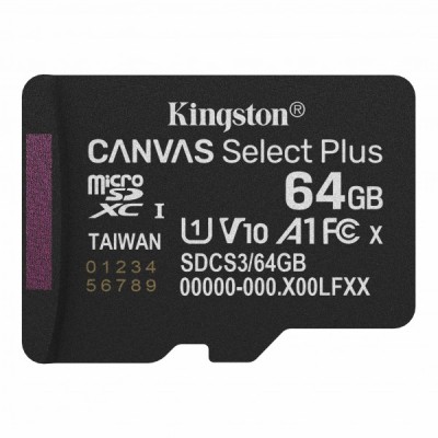 Card Memorie microSDXC Kingston Canvas Select Plus Android A1, 64Gb, Clasa 10 / UHS-1 U1 SDCS3/64GBSP foto