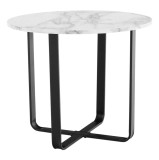 Cumpara ieftin Masuta de cafea cu blat mdf alb marmorat si picioare metal negru Salino 60x50 cm