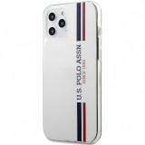 Husa TPU U.S. Polo Tricolor Vertical Stripes pentru Apple iPhone 12 Pro Max, Alba USHCP12LPCUSSWH