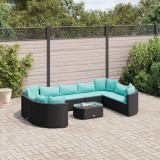 VidaXL Set canapele de grădină cu perne, 10 piese, negru, poliratan