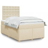 VidaXL Pat box spring cu saltea, crem, 120x200 cm, textil 3293566