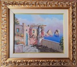 Contese-Terasă la Sorrento, pictură &icirc;n ulei, &icirc;nrămare frumoasă, Peisaje, Impresionism
