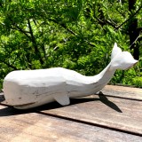 Pereche de sculpturi pictate vintage Mahakam Dolphins, M+L