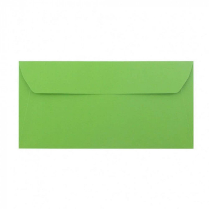 Plicuri Verde Inchis DL DACO, 25 Buc/Set, 110x220 mm, 120 g/m&sup2;, cu Clapeta Siliconica, Plic Verde, Plic Colorat, Plicuri cu Clapeta Siliconica, Plicur