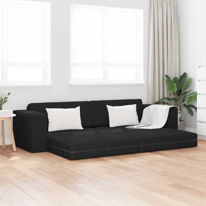 vidaXL Canapea extensibilă de podea Negru 245 x 78 x 77 cm țesătură 4106717