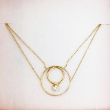 colier Sabrini din aur galben de 14k cu piatră cubic zirconia