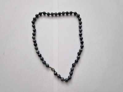 Colier din Pietre Obsidian cu Inchizatoare din Argint foto