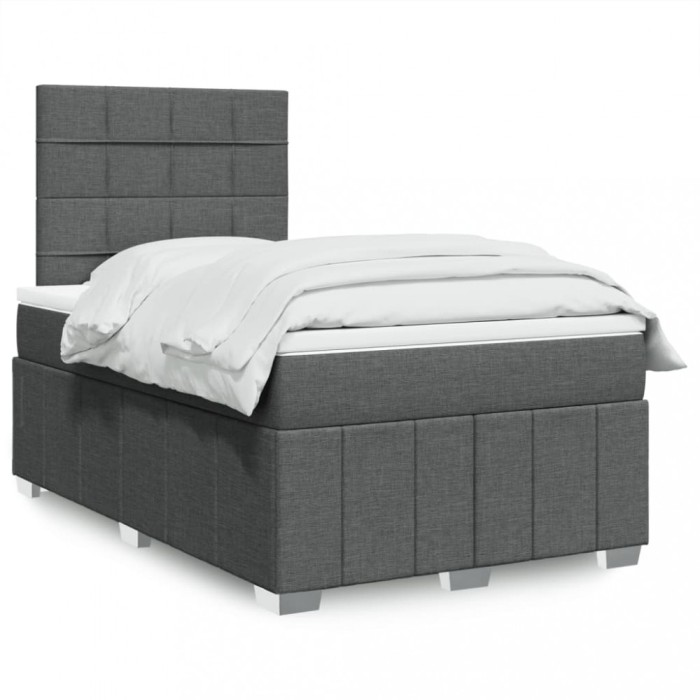 vidaXL Pat box spring cu saltea, gri &icirc;nchis, 120x200 cm, textil 3291636
