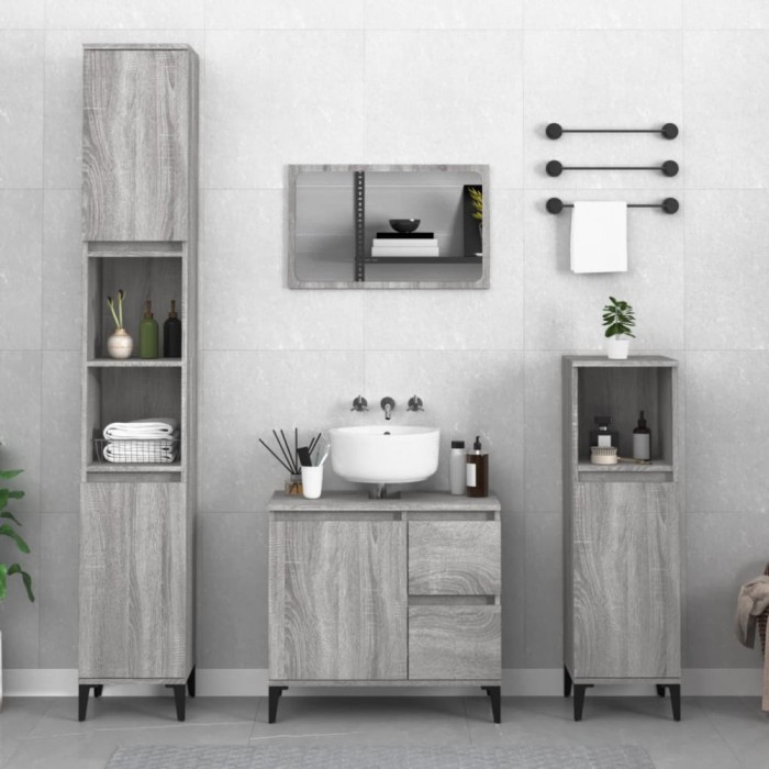 Gossi dulap de baie, gri sonoma, 65x33x60 cm, lemn prelucrat