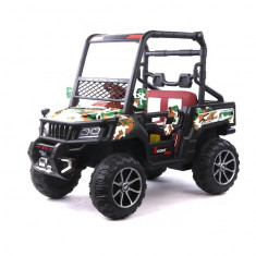 UTV electric 4x4, pentru 2 copii, Kinderauto Super-Carrier 140W 12V Premium, culoare Verde Camuflaj