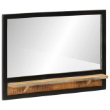 Oglinda cu raft 80x8x55 cm sticla si lemn masiv de mango GartenMobel Dekor, vidaXL