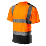 Tricou reflectorizant de lucru portocaliu cu baza neagra, respirabil, XL