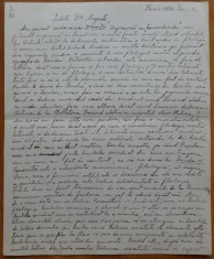Scrisoare Gh. Panu catre Iacob Negruzzi, Paris, 1876, 20 pagini, 1876, Junimea