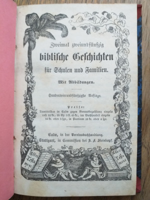 POVESTI BIBLICE, 1854 / ILUSTRATA, LIMBA GERMANA foto
