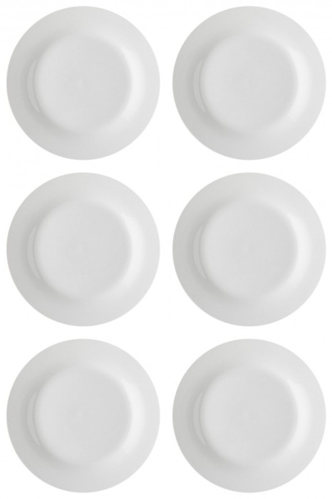 Set farfurii 6 piese pentru Desert, din Portelan, Albe, diametru 15 cm