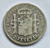 SPANIA 2 PESETAS 1882 ARGINT VF+