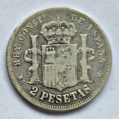 SPANIA 2 PESETAS 1882 ARGINT VF+