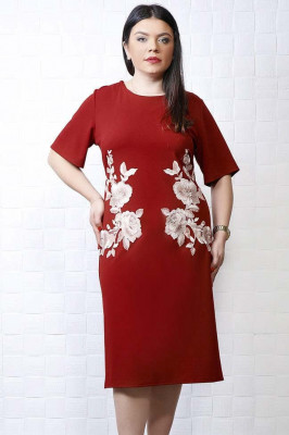 Rochie de ocazie Zaya bordo floral - 54Marimea foto