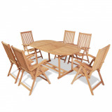 Set mobilier exterior cu scaune pliabile 7 piese lemn tec masiv GartenMobel Dekor, vidaXL