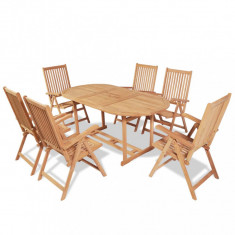 Set mobilier exterior cu scaune pliabile 7 piese lemn tec masiv GartenMobel Dekor