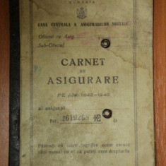 CARNET DE ASIGURARE PE ANII 1942-1945