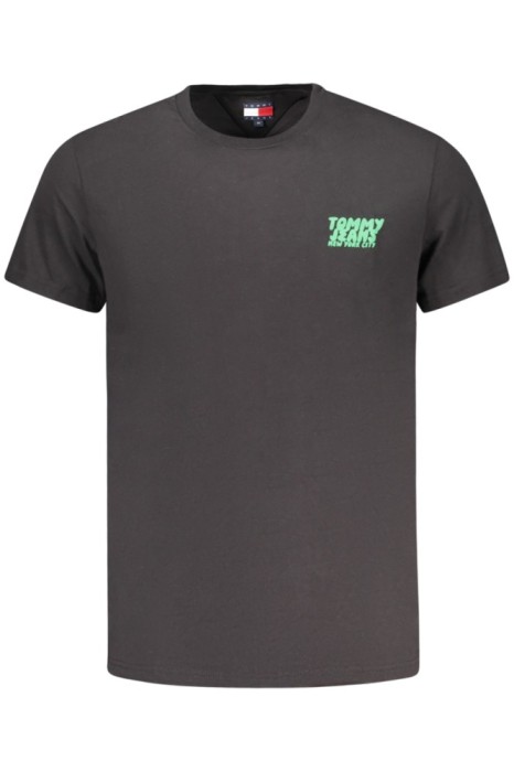 Tommy Jeans Tricou barbati, cu mini imprimeu, Slim Fit, Negru, S