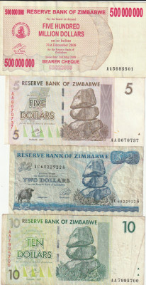 Zimbabwe Set de 4 bancnote foto