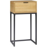 HOMCOM Măsuță auxiliară cu sertar Măsuță auxiliară modernă cu picioare din oțel pentru hol, living 40x30x76cm Natural | Aosom Romania