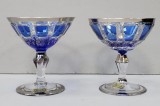 Pereche de cupe din cristal, decorate cu argint coloidal, Egermann, Secol XX