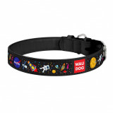 Zgardă din piele WAUDOG NASA neagră 12 mm / 21-29 cm, COLLAR