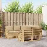 vidaXL Set de canapele de exterior 7 pcs Alb și Bej 3392013