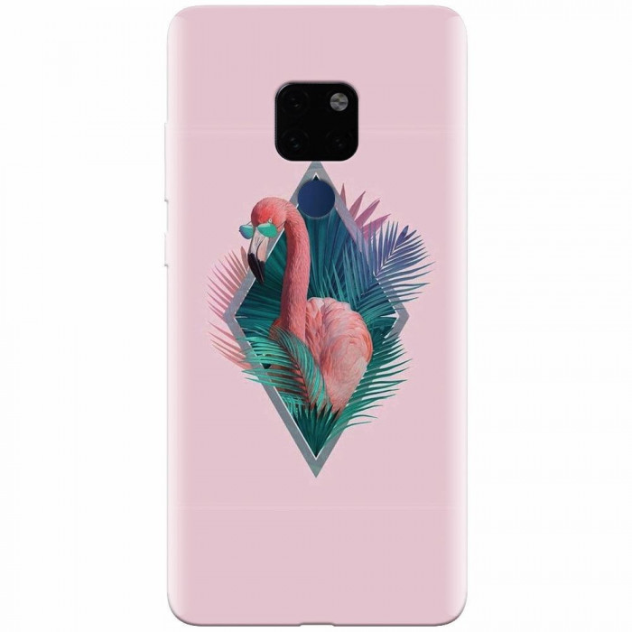 Husa silicon pentru Huawei Mate 20, Flamingo With Sunglass