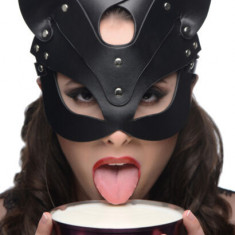 Masca Carnaval Pisica Piele PU Foreplay Adult Neagra Black Halloween Urechi