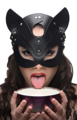 Masca Carnaval Pisica Piele PU Foreplay Adult Neagra Black Halloween Urechi foto