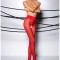 Ciorapi Crotchless cu Dantela, 30 Den, Rosu, S/M