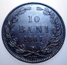 R.213 ROMANIA 10 BANI 1867 W foto