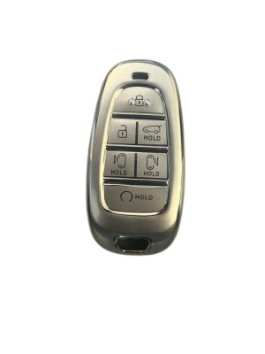 Husa Cheie Hyundai Tucson, 2022-2024, Smartkey, 6 Butoane, Tpu, Silver foto