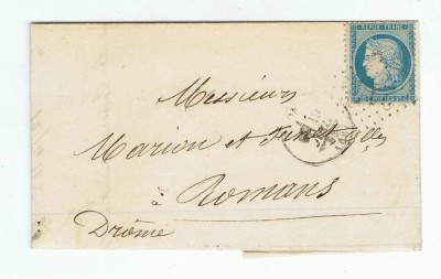 France 1871 Cover + Content GC 2145 TYPE 16 LYON to ROMANS D.842 foto