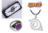 Set 3 accesorii Naruto: Bandana +Inel + Lantisor cu pandantiv Naruto Cosplay