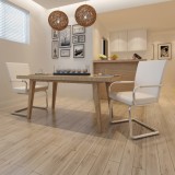vidaXL Scaune de bucătărie consolă, 2 buc., alb, piele ecologică