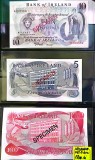 Set 3 Bancnote Colectie Irlanda 5, 10, 100 Pounds SPECIMEN UNC