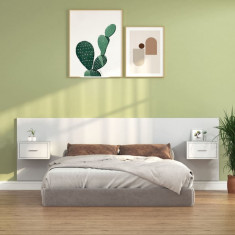 Tablie de pat cu dulapuri, alb extralucios, lemn prelucrat GartenMobel Dekor foto