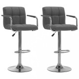VidaXL Scaune de bar, 2 buc., gri deschis, material textil