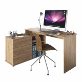 Cumpara ieftin Birou PC de colt din mdf maro stejar artisan Terino 138x50x75 cm