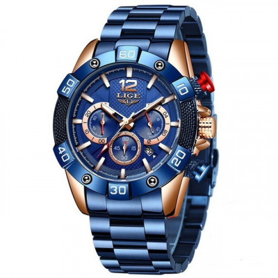 Ceas barbati Lige Elegant Model Quartz Analog Cronograf Fashion foto