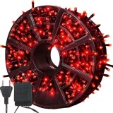 Cumpara ieftin Instalatie luminoasa liniara, Exterior/Interior, 8 jocuri de lumini Craciun, 100 M, Rosu