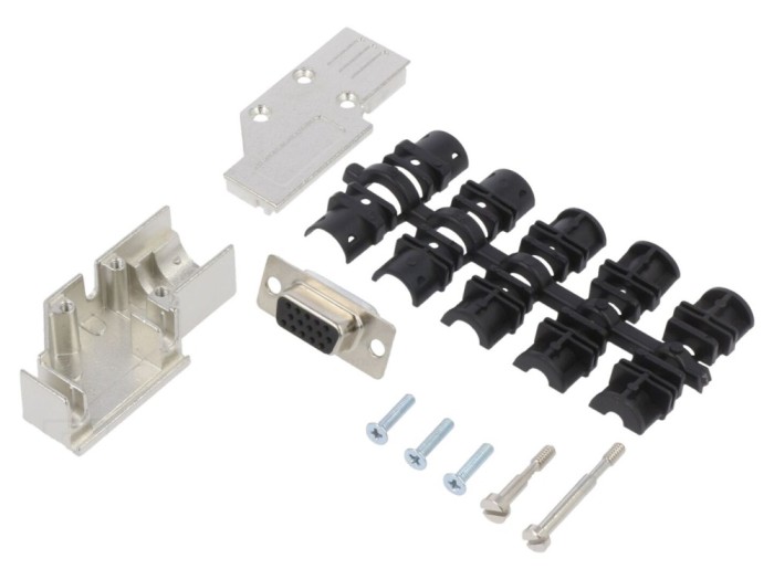 Conector D-Sub 15 pini 90&deg; negru